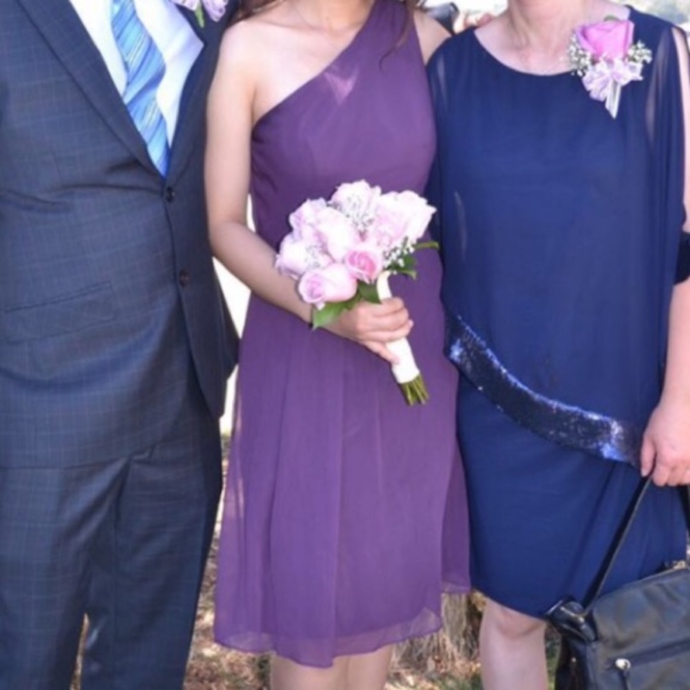David’s Bridal Purple One Shoulder Dress